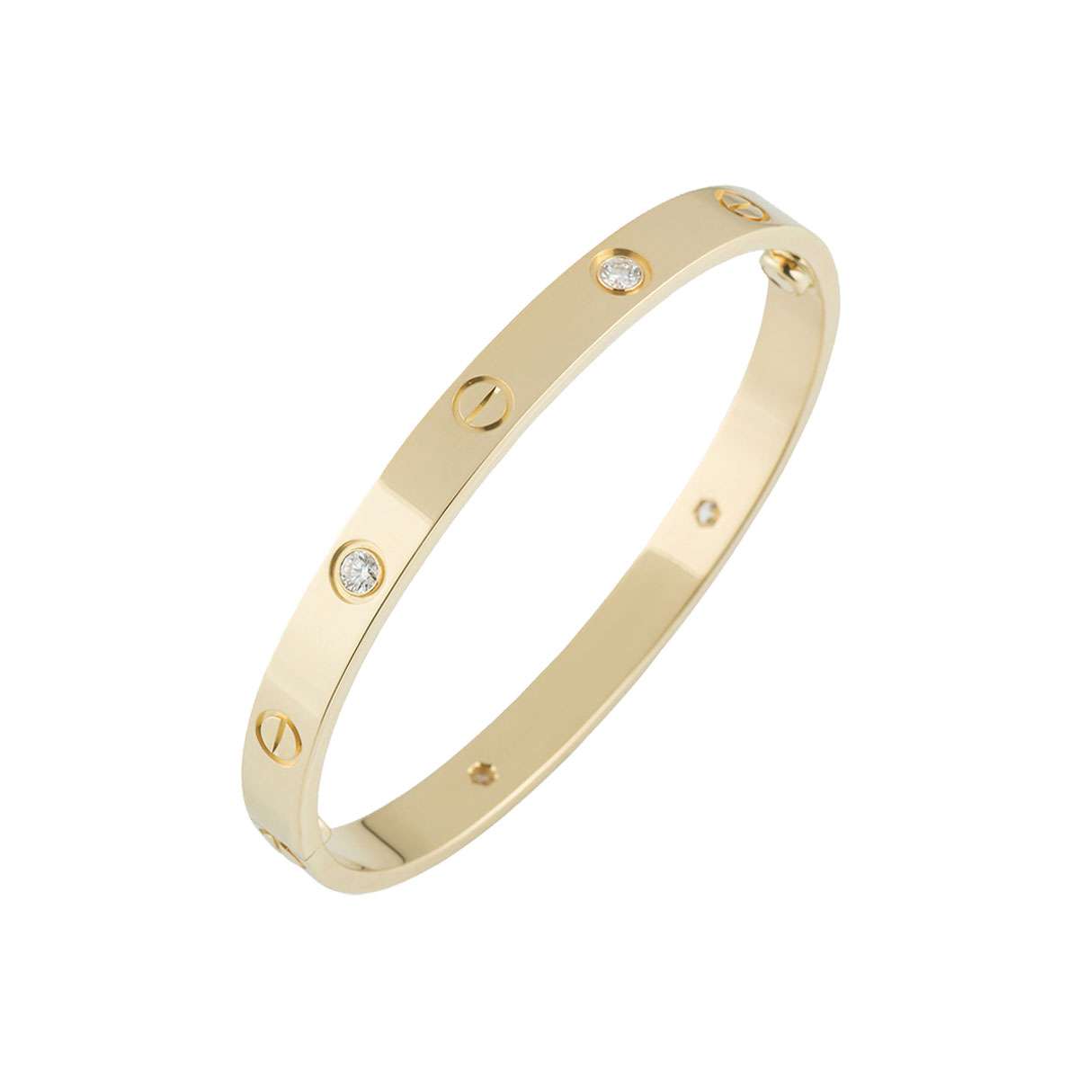 Cartier Yellow Gold Half Diamond Love Bracelet Size 18 B6035918 | Rich ...